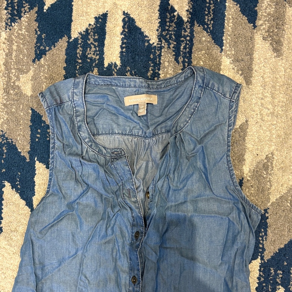 Banana Republic Sleeveless Blue Denim Top
